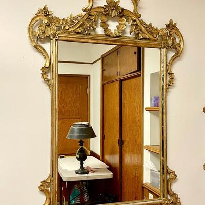 LOT 158   ANTIQUE 18th C ROCOCO WOOD & GOLD GILT MIRROR W/CARVED EMBELLISHMENT