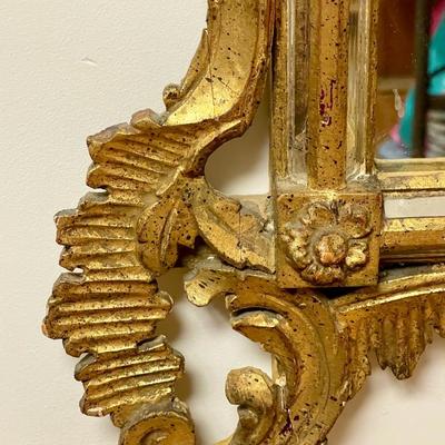 LOT 158   ANTIQUE 18th C ROCOCO WOOD & GOLD GILT MIRROR W/CARVED EMBELLISHMENT