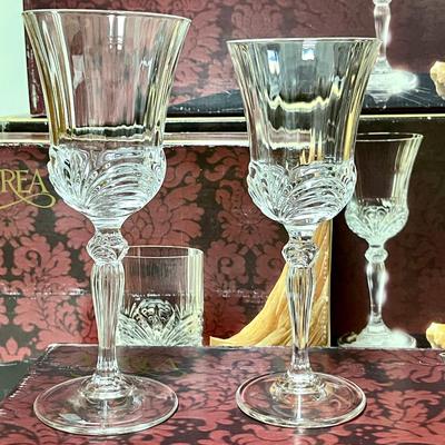 LOT 160  BOXED SETS OF RCR CRYSTAL GLASSES 4 SIZES SETS OF 6 Royal Crystal Rock Italy