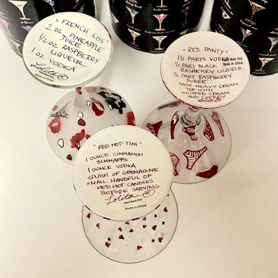 LOT 161  LOLITA LOVE MY MARTINI HAND PAINTED GLASSES W/BOXES