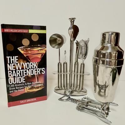 LOT 164  BARTENDER'S GROUP TOOLS OPENERS COASTERS & BOOK