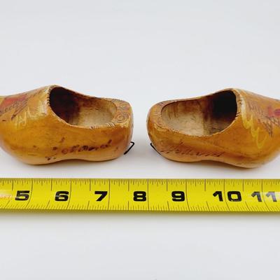 VINTAGE MINIATURE WOODEN CLOGS MADE IN HOLLAND