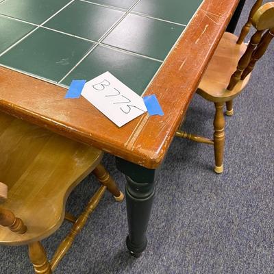 Green tile kitchen table & 6 chairs