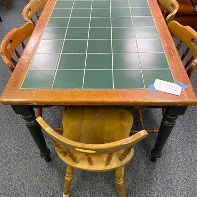 Green tile kitchen table & 6 chairs