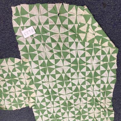 Green and White Blocks and Unfinished Quilt Top