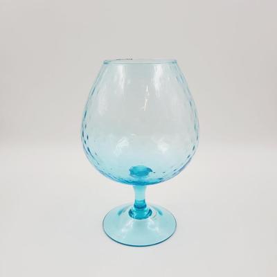 FANTASTIC BLUE MID-CENTURY LARGE DIMPLE GLASS GOBLET