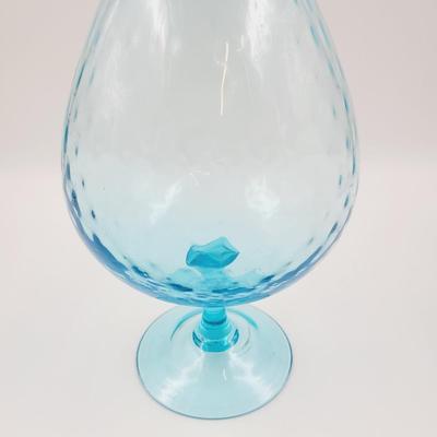 FANTASTIC BLUE MID-CENTURY LARGE DIMPLE GLASS GOBLET