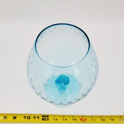 FANTASTIC BLUE MID-CENTURY LARGE DIMPLE GLASS GOBLET