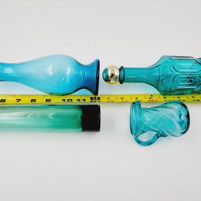 COOL BLUE VASE PITCHER BOTTLE LOT