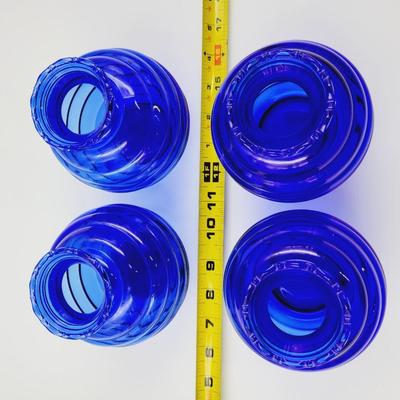 VINTAGE COBALT BLUE RIBBED VASES MARKED USA