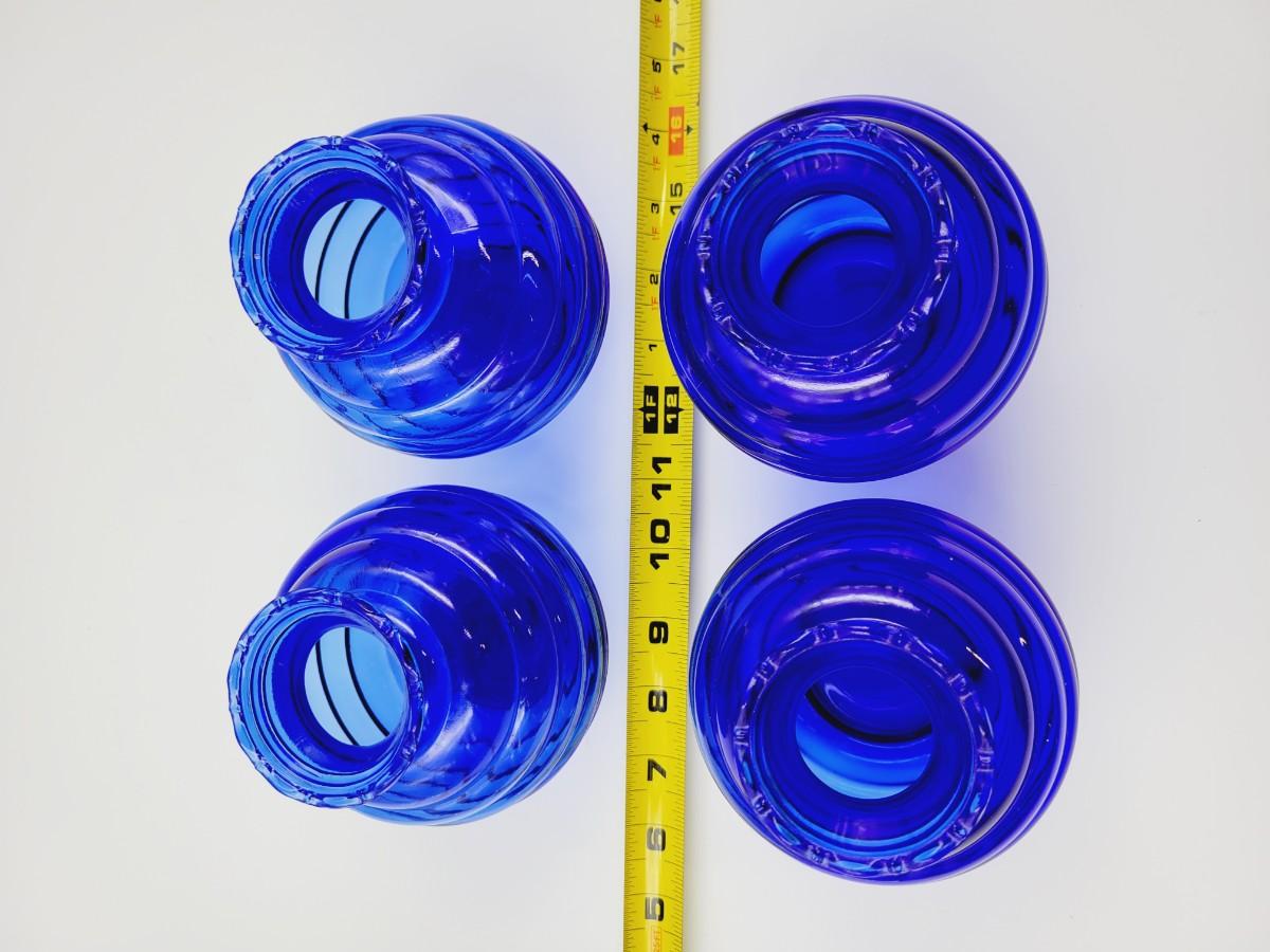 Vintage Cobalt Blue Ribbed Vases Marked Usa