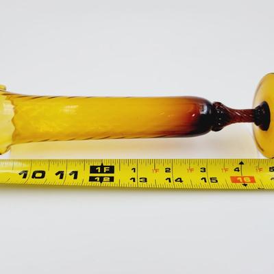 ELEGANT VINTAGE AMBER FOOTED VASE