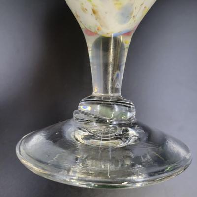 2007 FENTON DAVE FETTY - SIGNED AND STAMPED SPECKLE CONFETTI ENCASED GOBLET