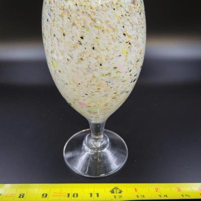 2007 FENTON DAVE FETTY - SIGNED AND STAMPED SPECKLE CONFETTI ENCASED GOBLET