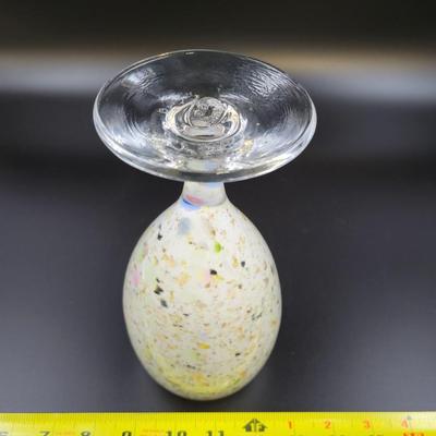 2007 FENTON DAVE FETTY - SIGNED AND STAMPED SPECKLE CONFETTI ENCASED GOBLET