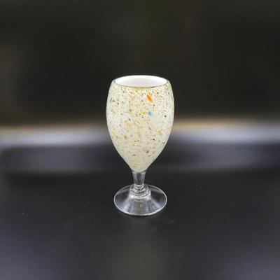 2007 FENTON DAVE FETTY - SIGNED AND STAMPED SPECKLE CONFETTI ENCASED GOBLET