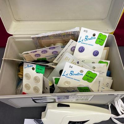 Button assortment & electric scissors