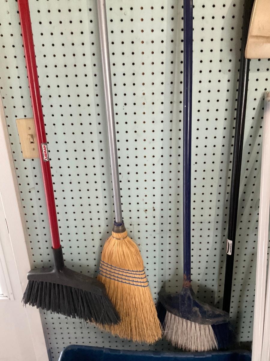 Misc brooms, rakes, shovels