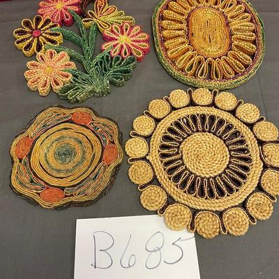 Vintage straw raffia trivets