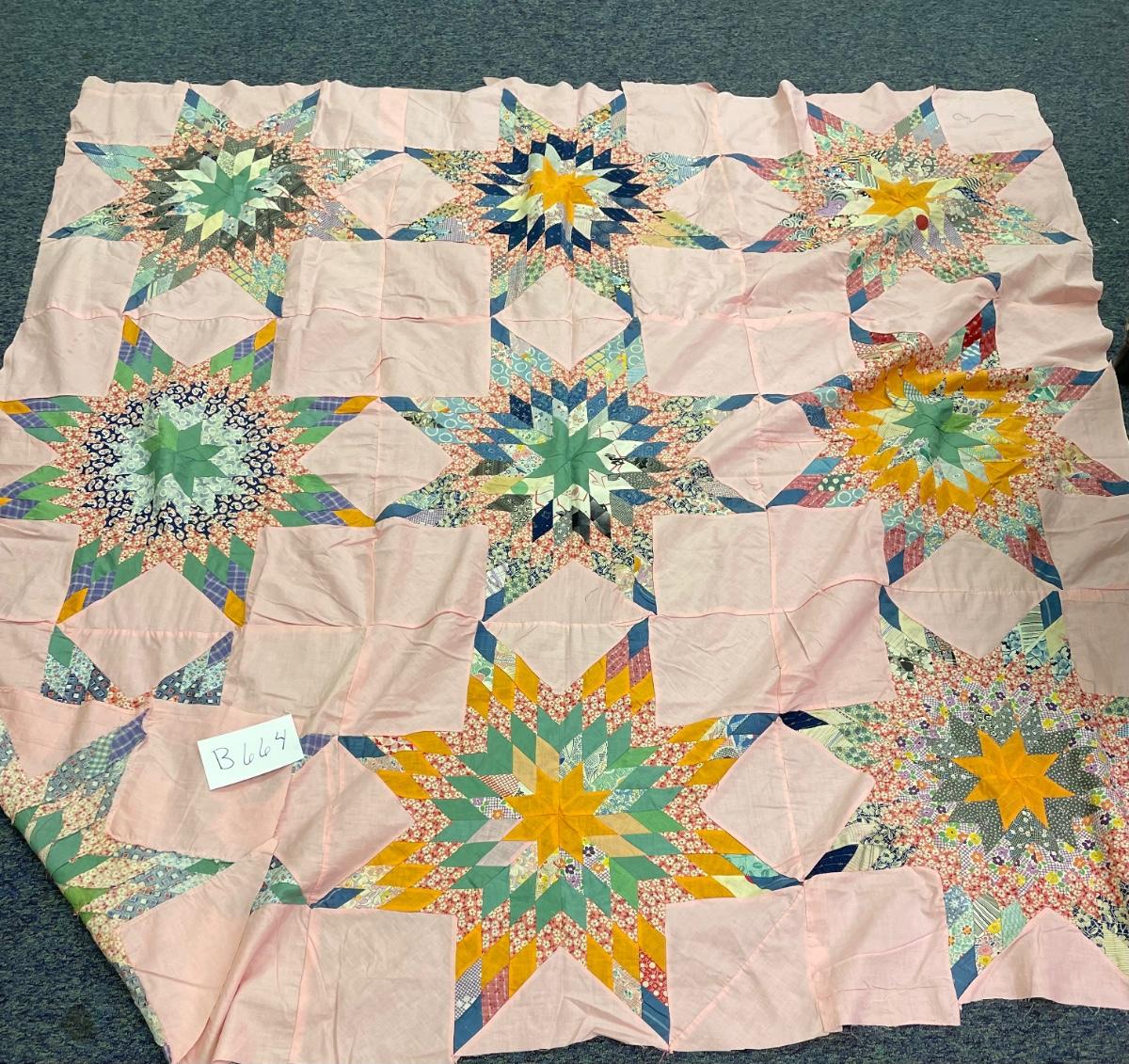 75x76” unfinished star quilt top