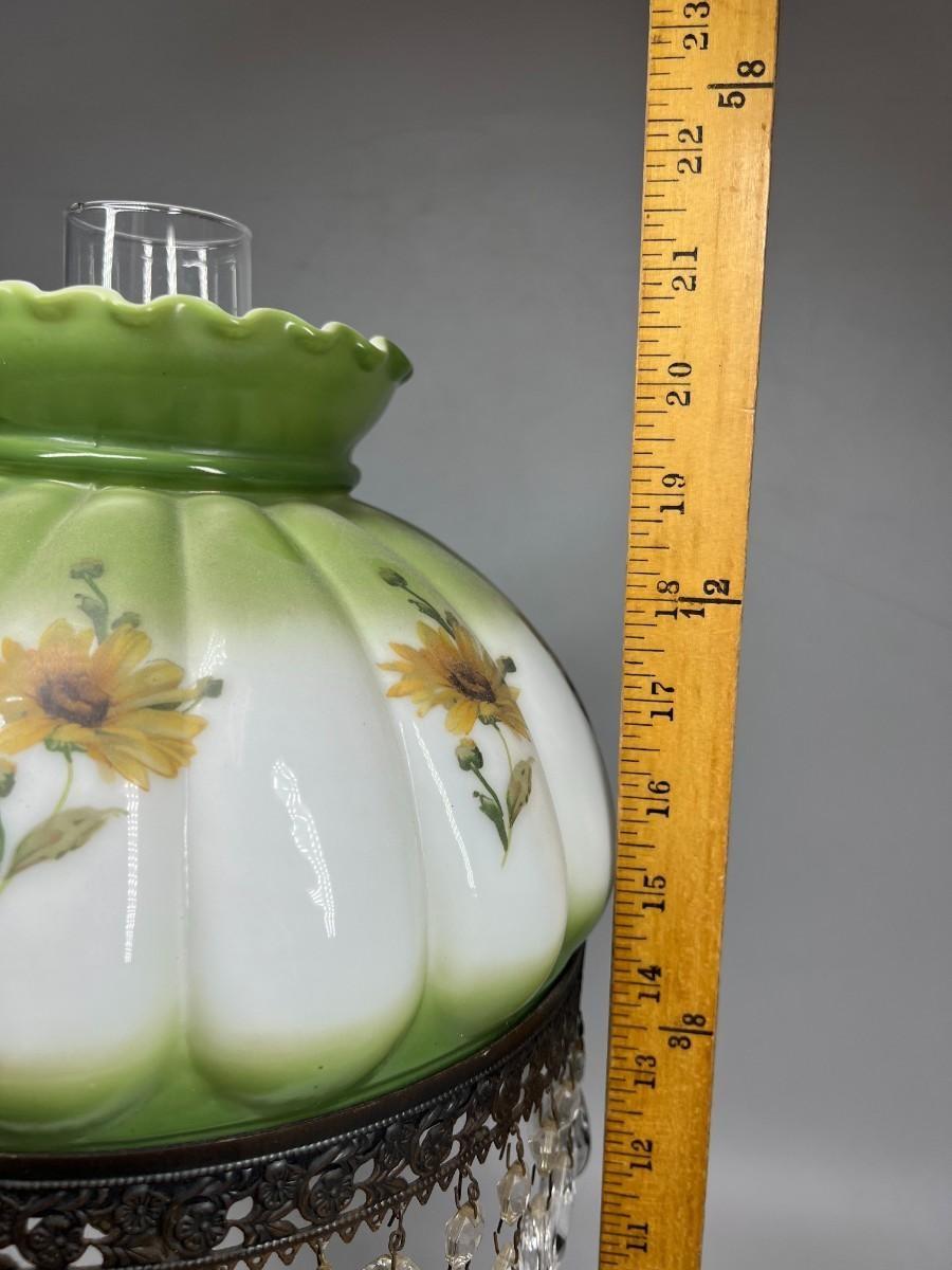 Vintage Hollywood Regency French Style Mid Century Brass Green Glass