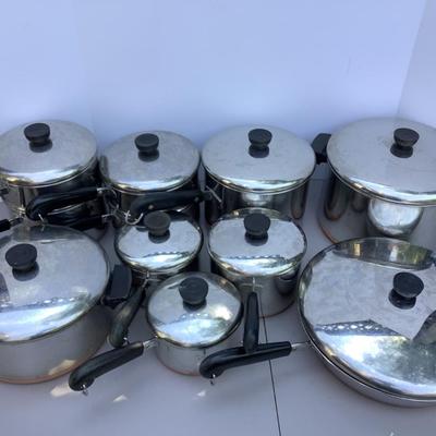 G1274 Revere Ware Pots & Pan with Matching Lids