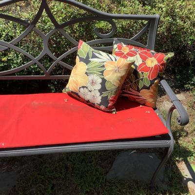 O1280 Steel Garden Patio Bench with Cushions & Pillows