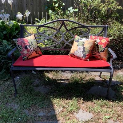 O1280 Steel Garden Patio Bench with Cushions & Pillows