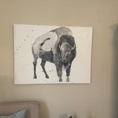 Stunning statement piece. Large Bison/Buffalo  on canvas. 40â€ x 30â€.