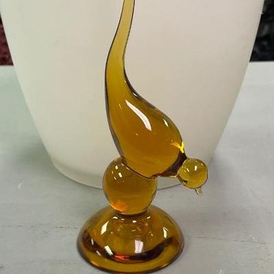 Vintage amber Viking glass tailed bird