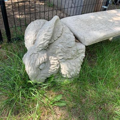 Cement bunny rabbit bench