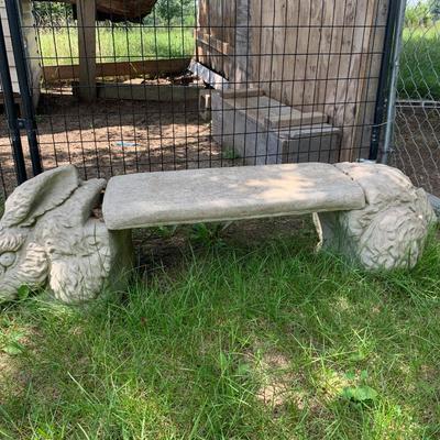Cement bunny rabbit bench