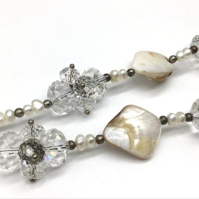 Beautiful Crystal,Pearl,Abalone Necklace