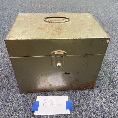 Green metal storage box