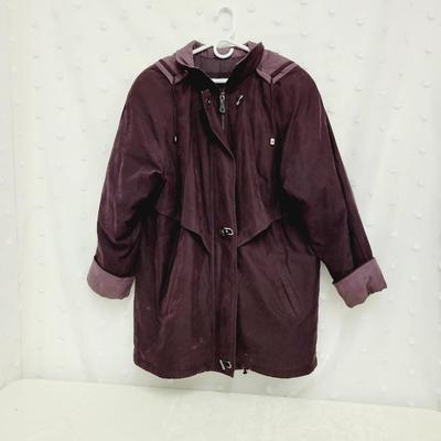 FLEET STREET WOMEN'S PLUM HOODED COAT SIZE M