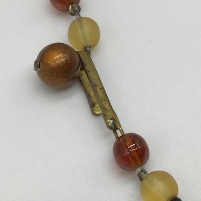 Beautiful Vintage Amber and Brown Glass  Necklace