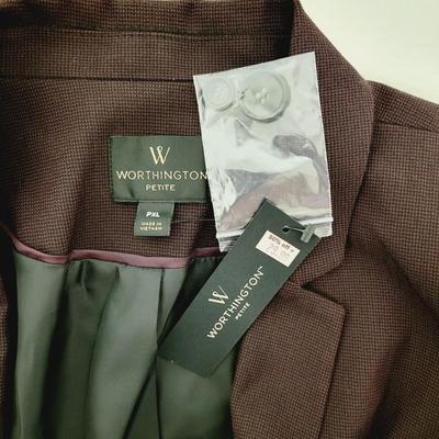 NWT! WORTHINGTON WOMENS BURGUNDY BLAZER SIZE PETITE XL