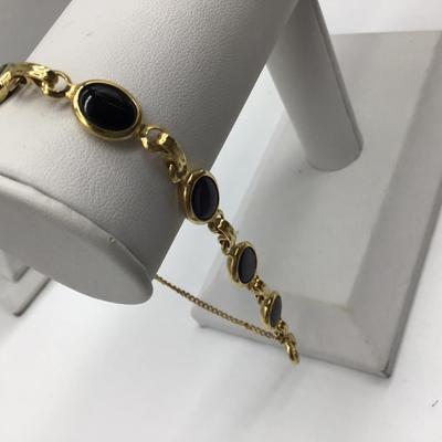 Black Stone/Glass Tennis Bracelet
