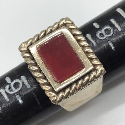 vintage Jewelry 925 Sterling Silver Red Agate
