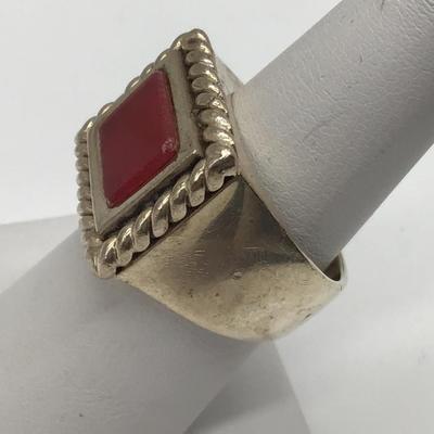 vintage Jewelry 925 Sterling Silver Red Agate