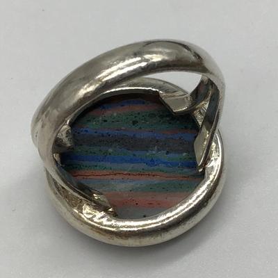 Silver 925 Rainbow Agate Stone