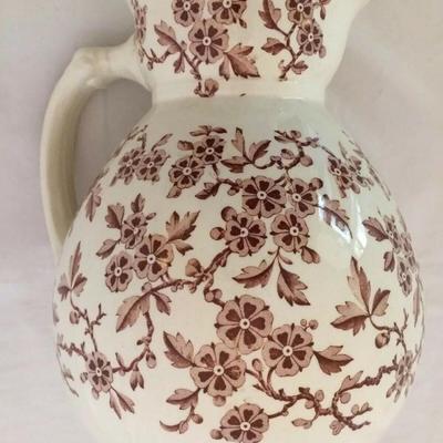 Staffordshire Pitcher POMPADOUR DUNN BENNETT England BROWN & WHITE