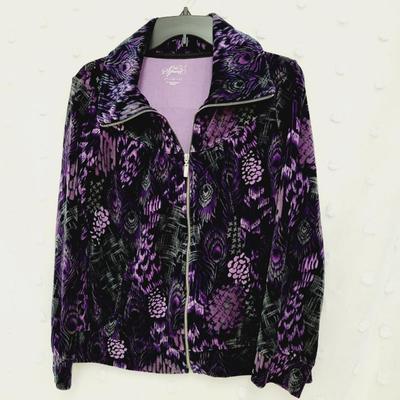 STYLE & CO SPORT WOMENS VELVETY ZIP SWEATER SIZE M