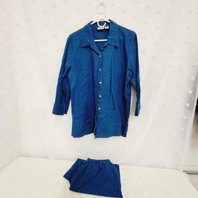 LIZ BAKER WOMENS BLUE PANT SUIT 2PC SIZE L