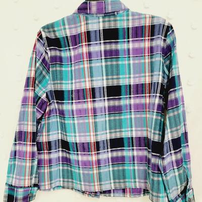 ALLISON DALEY WOMENS COOL COLOR PLAID LONG SLEEVE BUTTON UP SIZE 14P