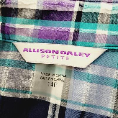 ALLISON DALEY WOMENS COOL COLOR PLAID LONG SLEEVE BUTTON UP SIZE 14P