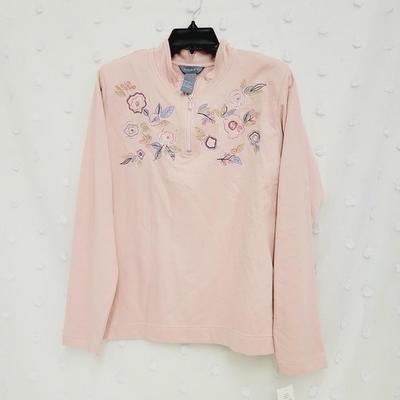 NWT! KORET WOMENS PINK FLORAL SWEATER TOP SIZE L