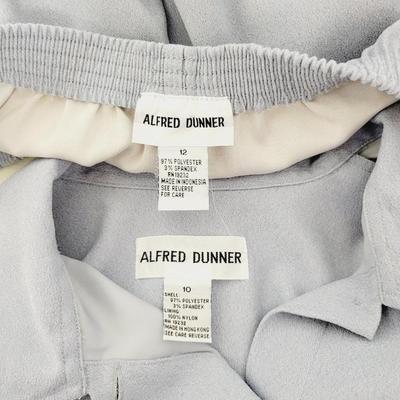 ALFRED DUNNER WOMENS LIGHT BLUE/GRAY PANT SUIT 2PC SIZE TOP(10) SIZE BOTTOM (12)