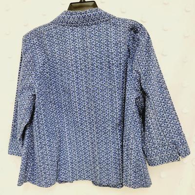 CHRISTOPHER & BANKS WOMENS BLUE PRINT BLAZER SIZE PETITE XL