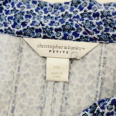 CHRISTOPHER & BANKS WOMENS BLUE PRINT BLAZER SIZE PETITE XL